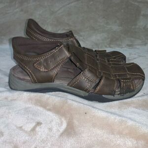 Earth Spirit Mens Size 12 Fisherman Gelron Cushion Sandals Brown Buckles‎